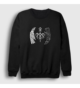Presmono Unisex Siyah Kvitravn Wardruna Sweatshirt 475738tt