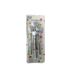 4'lü Pasta Mum Gümüş Kalp