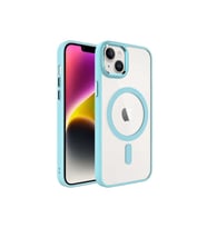 Apple iPhone 14 Plus Uyumlu Kılıf Wireless Şarj Özellikli Zore Krom M-safe Silikon Kapak (Açık Yeşil)