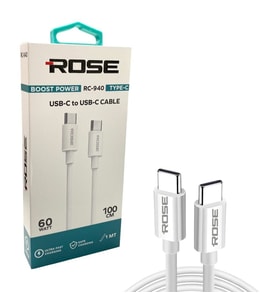 Rose MR-940 Type-C to Type-C 60Watt 1Metre Şarj Kablosu