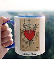 Kişiye Özel Tarot Kartı Tasarımlı Mavi Kupa Bardak Model-9