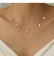925 Ayar Gümüş Nazar Detaylı Şans Kolye (Gold)