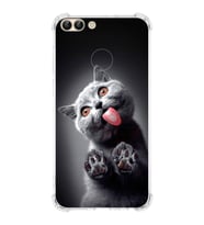 PrintiFy Huawei P Smart Uyumlu Kedi 2 Baskılı Şeffaf Köşe Korumalı Antişok Kılıf