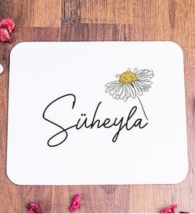 Kişiye Özel Papatya Tasarımlı İsimli Mouse Pad