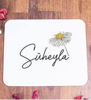 Kişiye Özel Papatya Tasarımlı İsimli Mouse Pad