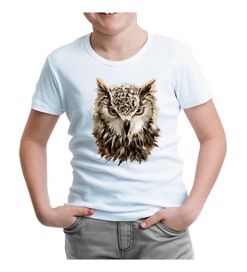 Hayvan - Vahşi Baykuş  Beyaz Çocuk Tshirt