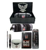 Beşiktaş Orjinal Lisanslı Beyaz Air Kalemtraş Ahşap Kutulu 6'lı Kırtasiye Seti (Gri - Siyah)