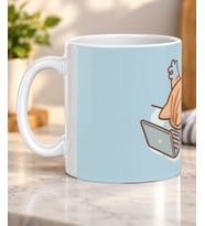 Dizüstü Bilgisayarda Uyuyan Kedi Desenli Kedi Severlere Hediye Porselen Kupa Bardak