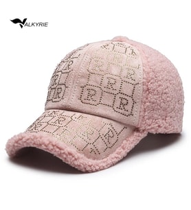 Valkyrie Peluş Şapka Kadın – Pembe Renk Taş Detaylı Kışlık Şapka Ayarlanabilir Pembe