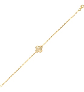 925 Ayar Gümüş Altın Yaldızlı Lazer İşlemeli Alhambra Yonca Bileklik (Gold)
