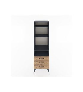 Hyperion Dolap 4 Raflı 3 Çekmeceli 60x44x195 Antrasit-Çam