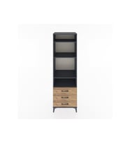 Hyperion Dolap 4 Raflı 3 Çekmeceli 60x44x195 Antrasit-Çam