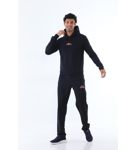 Erkek Sweat Kapüşonlu İki İplik Armalı Eşofman Takımı - 7627 (Lacivert)