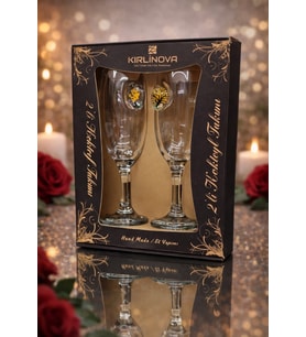 Sarı Kalpli Kokteyl Kadehi 2 li (Kahve Yanı Su/Kokteyl Bardağı) 190 ml (Şeffaf)