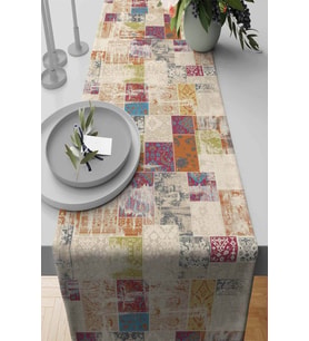 Çok Renkli Patchwork Premium Masa Örtüsü Runner RNR170