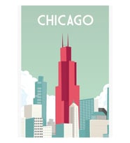 Chicago Illinois Seyahat Posterichicago Posteri Şehir Afişi Tablo Ahşap Poster Dekoratif
