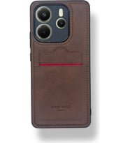 Redmi Note 14 4G Kartlıklı Rich Boss Lüx Deri Kılıf Koyu Kahve