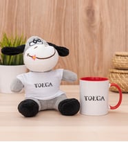 Kişiye Özel Çiçekli Harf Tasarım İsim Yazılı Peluş Eşek ve Kırmızı Kupa