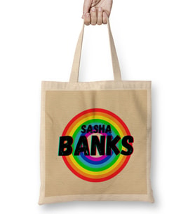 Sasha Banks- Vintage Retro Rainbow Style Warriors Design Wrestlers-gift Bez Çanta Uzun Saplı