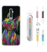 Oppo Reno 2Z 4 Lite 4 Pro 5 6 7 A31 Kılıf Kablo Koruma Spiral Silikon Color Cat 1754