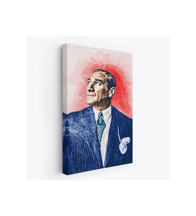 Mustafa Kemal Atatürk'ün Yağlıboya Görünümlü Portre Çizimi Kanvas Tablo-DD-81
