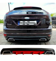 Ford Focus 2 HB Difüzör Arka Tampon Eki 2 Egzoz Çıkışlı Kırmızı Lüx Tip
