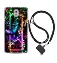 Samsung Note 3 4 5 8 9 20 Ultra 10 Lite Kılıf Boyun Askılı Silikon Butterfly Neon 1684