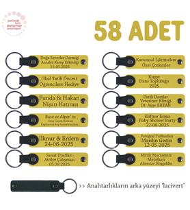 Sarı & Lacivert, Cafelerin Tanıtımına Uygun, 58’li Set, Kişiselleştirilebilir Deri Hatıra