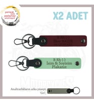Motorcu Dostlara Özel, İsim Plaka ve B Rh (-) Kan Grubu Yazılı x2 Anahtarlık Set, Yeşil-Bordo-Gr (Çok Renkli)