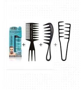 Fontenay Saç Şekillendirici Toz Wax Mat Effect Mavı 20gr+Şekil Tarak X2+Mucizevi Tarak 4'Lü Set