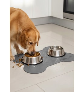 %100 Silikon Kaymaz Köpek Mama Matı (Gri)