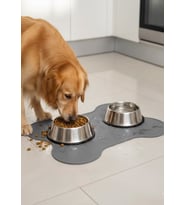%100 Silikon Kaymaz Köpek Mama Matı (Gri)
