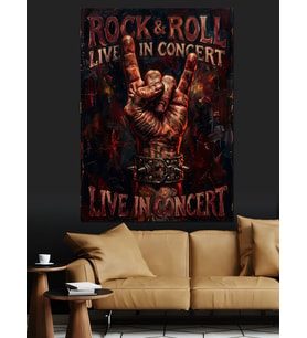 Rock Roll Live İn Concert Afişi Dekoratif Kanvas - Mdf Ahşap Tablo