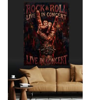Rock Roll Live İn Concert Afişi Dekoratif Kanvas - Mdf Ahşap Tablo
