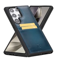 Bouletta Samsung Galaxy S24 Ultra Uyumlu Deri Arka Kapak FXCP BRN4EF (Mavi)