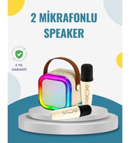 Kablosuz Karaoke Hoparlör – Çift Mikrofon ve LED Işıklı