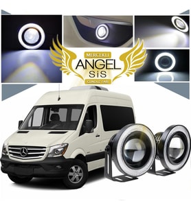 Mercedes - Benz Sprinter Uyumlu, Universal Mercekli Led Angel Sis Farı, 76mm Beyaz Renk