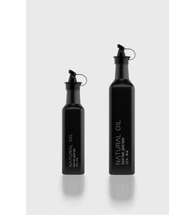 Renga Urla Natural Oil Yazılı 250 ml ve 500 ml 2'li Cam Yağlık Seti 152072 Mat Siyah