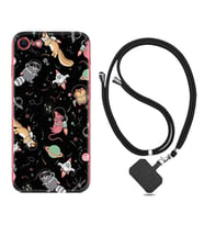 Apple iPhone 5 6 7 8 Plus Se XR Kılıf Boyun Askılı Silikon Planet Animals 1771