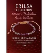 Sertifikalı Titreşim Yükseltici Aura Halkası Enerji Bilekliği - Kırmızı Kuvars Kristali Terahertz (Çok Renkli)