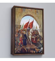 Çerçeveli Fausto Zonaro Fatih Sultan Mehmet İstanbul'a Girerken Kanvas Tablo (Kahverengi)