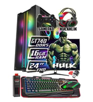 WarboX HULK GT740 DDR5 Ekran Kartı Xeon X5650 16gb Ram 256gb Ssd 250gb Hdd 24" Monitör Gaming PC (Siyah)