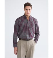 LCWAIKIKI Classic Kahverengi Regular Fit Uzun Kollu Ekose Gabardin Erkek Gömlek