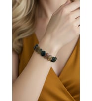 Faset Kesimli Ocean Jasper Bileklik Elastik Yapılı 529-1