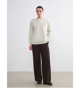 LCW Comfort Kahverengi Beli Lastikli Geniş Paça Kadın Pantolon