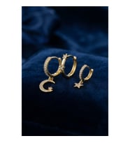 3 lü Ay ve Yıldız Model Gold Renk Set Küpe