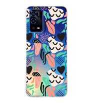 Oppo A55  ile Uyumlu 1mm Kapak Memphis Desen Tasarımlı Şeffaf Silikon Kılıf
