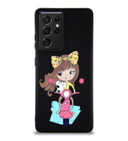 Samsung Galaxy S21 Ultra Soft Premier Kapak Vespagirl Tasarımlı Silikon Kılıf - Siyah (Şeffaf)