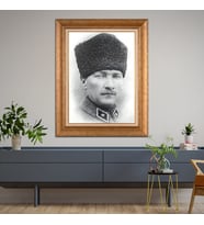 Altın Paspartulu Atatürk  Çerçeveli Tablo C278 (Gold)