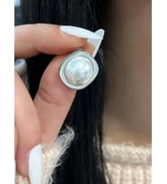 Büyük Beyaz Kristal Taşlı Çelik Küpe